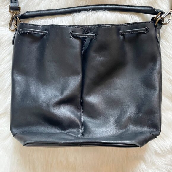 Madewell Black Lafayette Leather Bucket Drawstring Crossbody Purse Bag - Picture 6 of 10